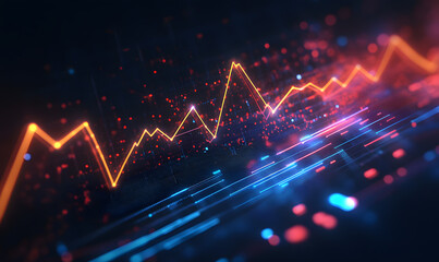Futuristic Stock Market Chart with Glowing Data or Dynamic Financial Timeline for graphic background
