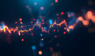 Futuristic Stock Market Chart with Glowing Data or Dynamic Financial Timeline for graphic background