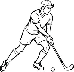 Field hockey sports silhouette illustration on white background.