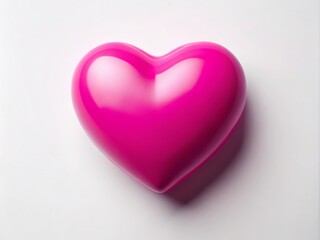 Obraz premium Vibrant Pink Heart on a Clean White Background for Romantic and Love-Themed Designs and Projects