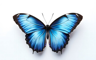 Blue Morpho Butterfly on White Background - Nature Beauty design