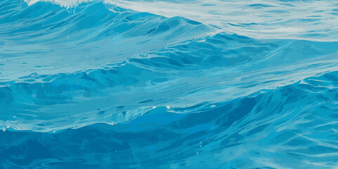 Obraz premium Beautiful soft blue sea water, ocean wave background. Soft blue and white hand printed creative marble texture ocean background.