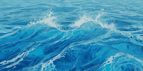 Seamless wave water ocean soft blue curve line background. Water  ocean wave white and soft blue aqua, teal texture. Vector sea, wave, water background.