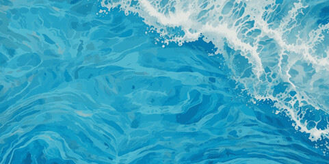 Seamless wave water ocean soft blue curve line background. Water  ocean wave white and soft blue aqua, teal texture. Vector sea, wave, water background.