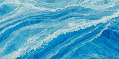 Seamless wave water ocean soft blue curve line background. Water  ocean wave white and soft blue aqua, teal texture. Vector sea, wave, water background.