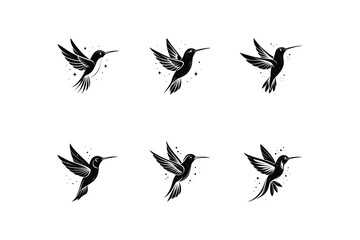 Vector Sparrow Set. Set of Birds logo icons Illustrations. silhouette black color vector art illustration