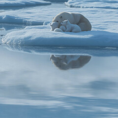 Naklejka premium polar bear on ice