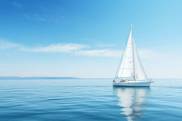 Pristine White Sailboat Gliding Through Clear Waters