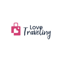 Unique logo combination of suitcase and love.
