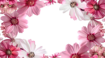 flowers frame. isolated white background. photo realistic
