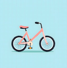 Fototapeta premium Minimalist Red Bicycle on Teal Background - Modern Bicycle Illustration Design