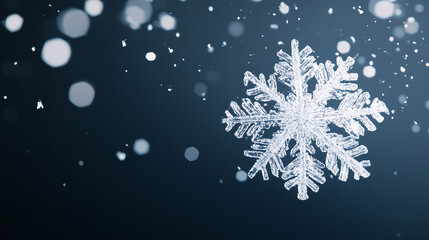 Fototapeta premium Minimal Blue Christmas Background with Snowflake.