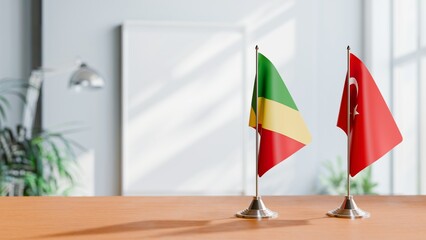 FLAGS OF CONGO R AND TURKEY ON TABLE