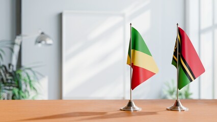 FLAGS OF CONGO R AND VANUATU ON TABLE