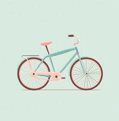 Minimalist Red Bicycle on Teal Background - Modern Bicycle Illustration Design