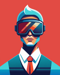 Character wearing virtual reality glasses
