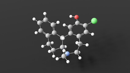 ecopipam molecule 3d, molecular structure, ball and stick model, structural chemical formula dopamine antagonist