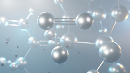 calcium carbide molecular structure, 3d model molecule, calcium acetylide, structural chemical formula view from a microscope