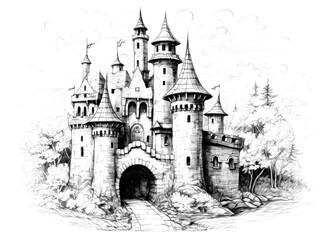 PNG Castle sketch architecture building. AI generated Image by rawpixel.