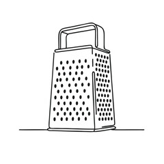 Cheese grater. Icon. Vector drawing. One line art. A simple drawing of a continuous line of a kitchen electric appliance.