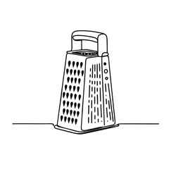 Cheese grater. Icon. Vector drawing. One line art. A simple drawing of a continuous line of a kitchen electric appliance.
