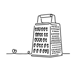 Cheese grater. Icon. Vector drawing. One line art. A simple drawing of a continuous line of a kitchen electric appliance.