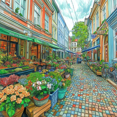 Fototapeta premium flowers in the street