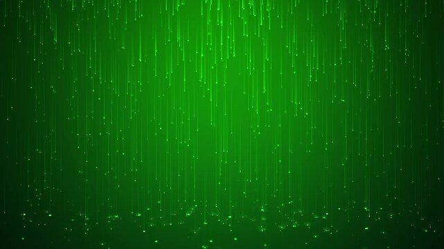 Particles rain background. Green digital rain background. Seamless loop