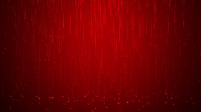 Particles rain background. Red digital rain background. Seamless loop