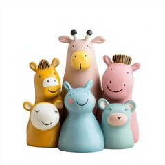 Fototapeta premium A charming collection of colorful animal figurines, perfect for children's decor and playful artistic displays.