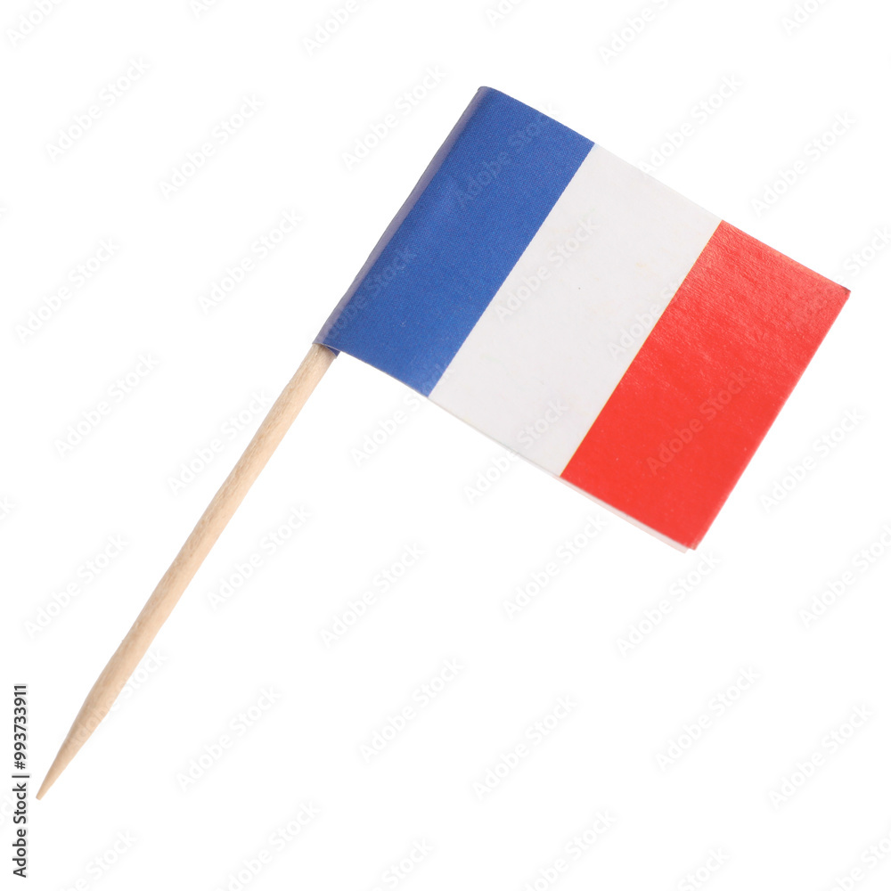 Poster Small paper flag of France isolated on white