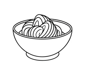 Pasta outline coloring book page line art drawing. Spaghetti sauce, spices and seasonings. Vector vintage illustration isolated on white. 