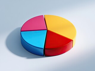Obraz premium Pie chart depicting market share distribution, vibrant color contrast, 3D shadow effect, concise legend