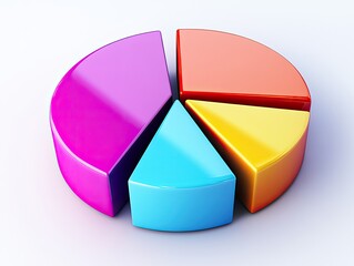 Obraz premium Pie chart depicting market share distribution, vibrant color contrast, 3D shadow effect, concise legend
