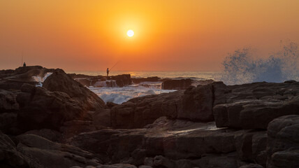 Holiday fishing location on the South Coast of South Africa, known as Orange Rocks in Uvongu, Margate in South Africa