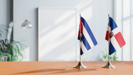 FLAGS OF CUBA AND DOMINICAN REPUBLIC ON TABLE