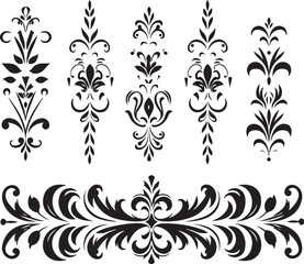Floral Decorative elements silhouette vector illustration