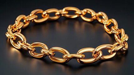 Obraz premium Thick gold chain with large links, high-polished finish, gleaming in bright light, symbolizing luxury