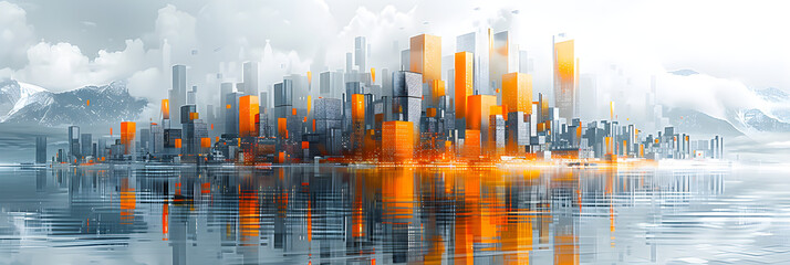 Abstract of digital art of an urban landscape