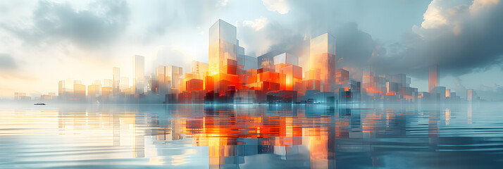 Abstract of digital art of an urban landscape