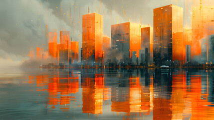 Abstract of digital art of an urban landscape