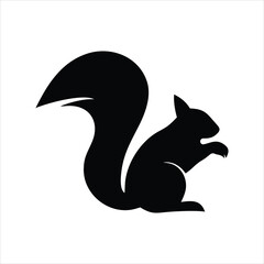 Minimalist Squirrel Silhouette Vector Design - Black and White Animal Icon