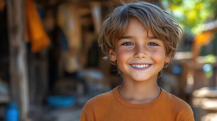 candid portrait of a joyful uzbekistan boy highlighting his infectious smile against a simple solid background the image captures warmth and authenticity