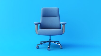 Obraz premium Blue office chair on a vibrant blue background.