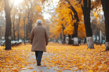 Fototapeta premium Dramatic quiet autumn scene, sad minded person contemplating rainy day, Generative AI