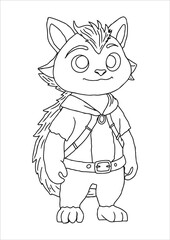 Illustration of an animal mascot with black outline objects