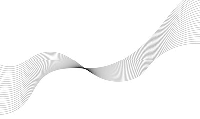 Abstract wavy and curve line on transparent background. Gray curved line for banner design and frequency sound wave line. Future technology concept.