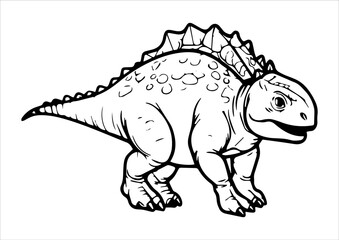 Dinosaur mascot illustration with black object lines