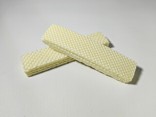 Vanilla flavored wafers isolated on a white background