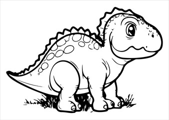 Dinosaur mascot illustration with black object lines